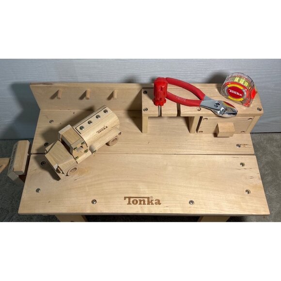 Tonka Workbench Wooden Toy With Tools & Accessories Creativity Fine Motor Skills - Picture 2 of 16